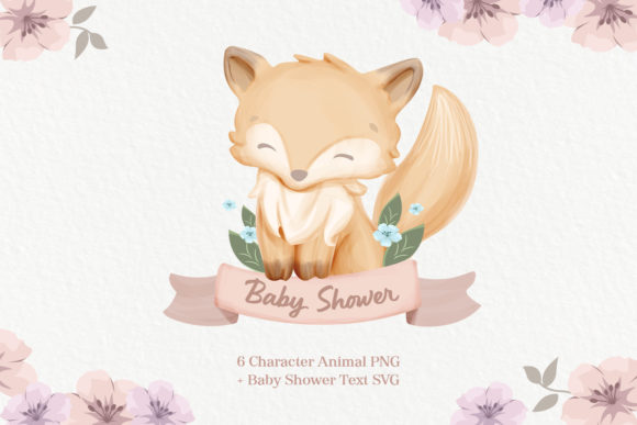 Adorable Animal with Ribbon: Perfect for Nursery Art & Baby Showers