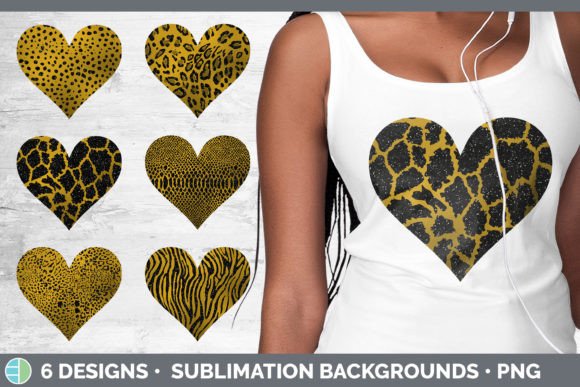 Amber Animal Print Hearts Clipart: A Bold Design Asset