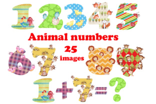 Animal Numbers Clipart: Playful Watercolor Design Elements