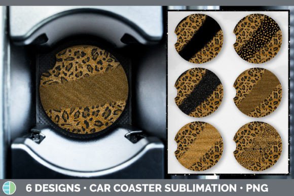 Animal Print Glitter Car Coaster Sublimation Bundle