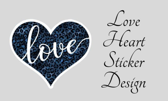 Blue Leopard Animal Print Heart Sticker: A Design Asset with Edge