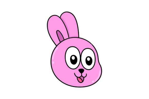 Cute Rabbit Animal Head with Pink Smile: A Playful Brand Asset