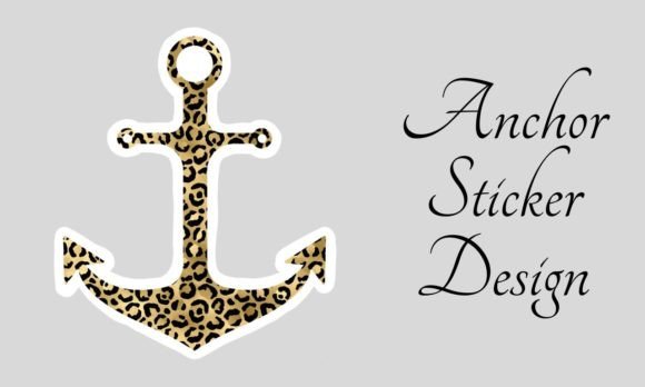 Gold Leopard Animal Print Anchor Sticker: Bold Design for Packaging and Crafts