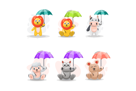 The Whimsical World of Cute Animal and Umbrella Illustration